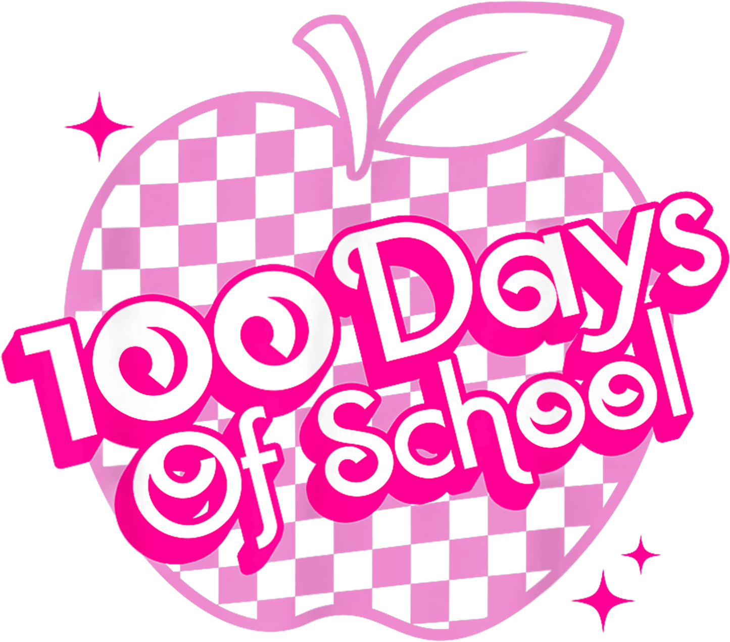 100 Days Of School Apple Barbie Design - DTF Ready To Press