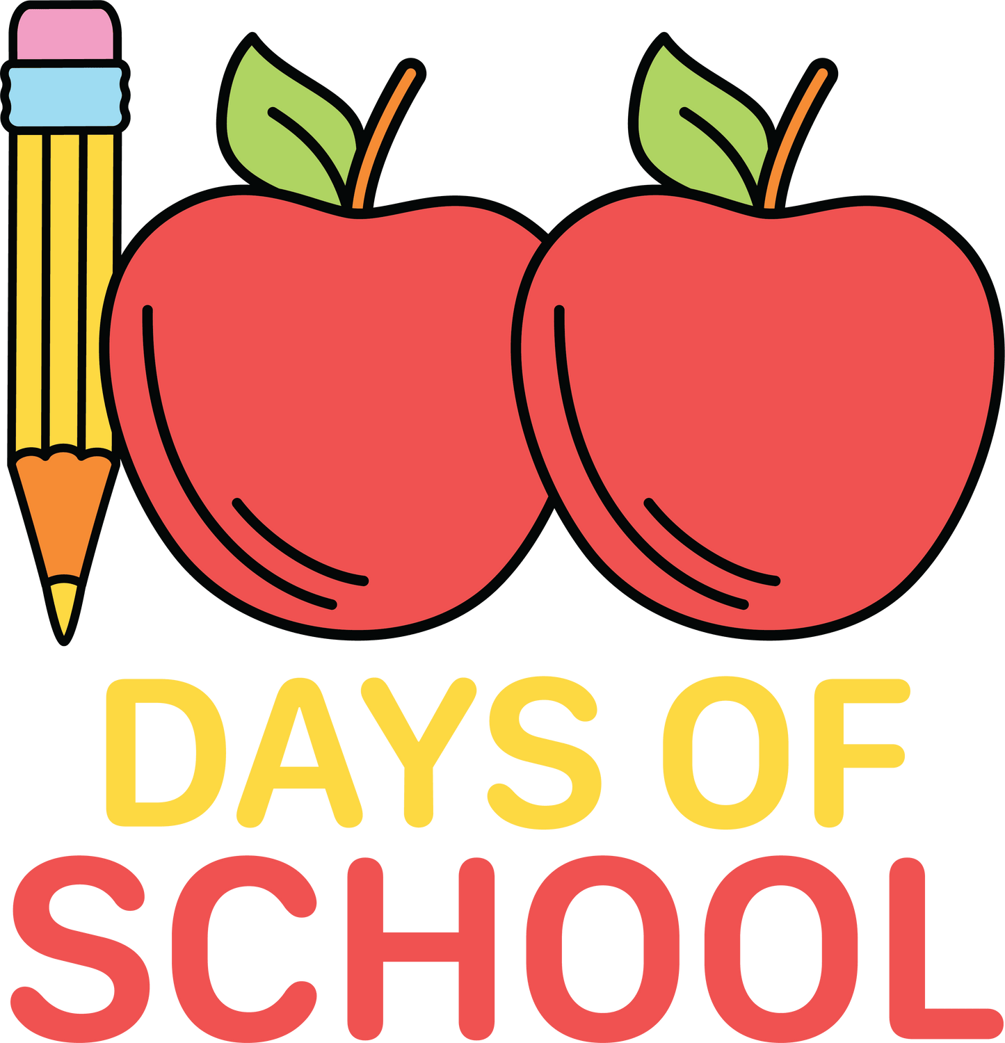 100th Days Of School Apples Teacher Design - DTF Ready To Press