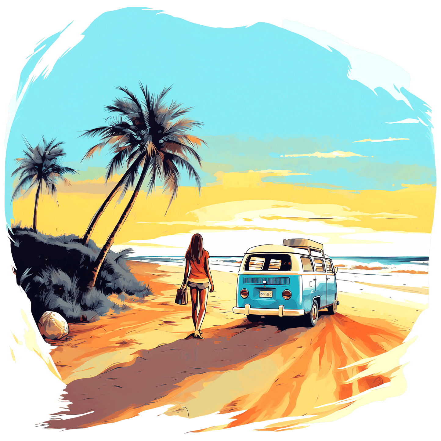 Retro Beach Vibes Design - DTF Ready To Press