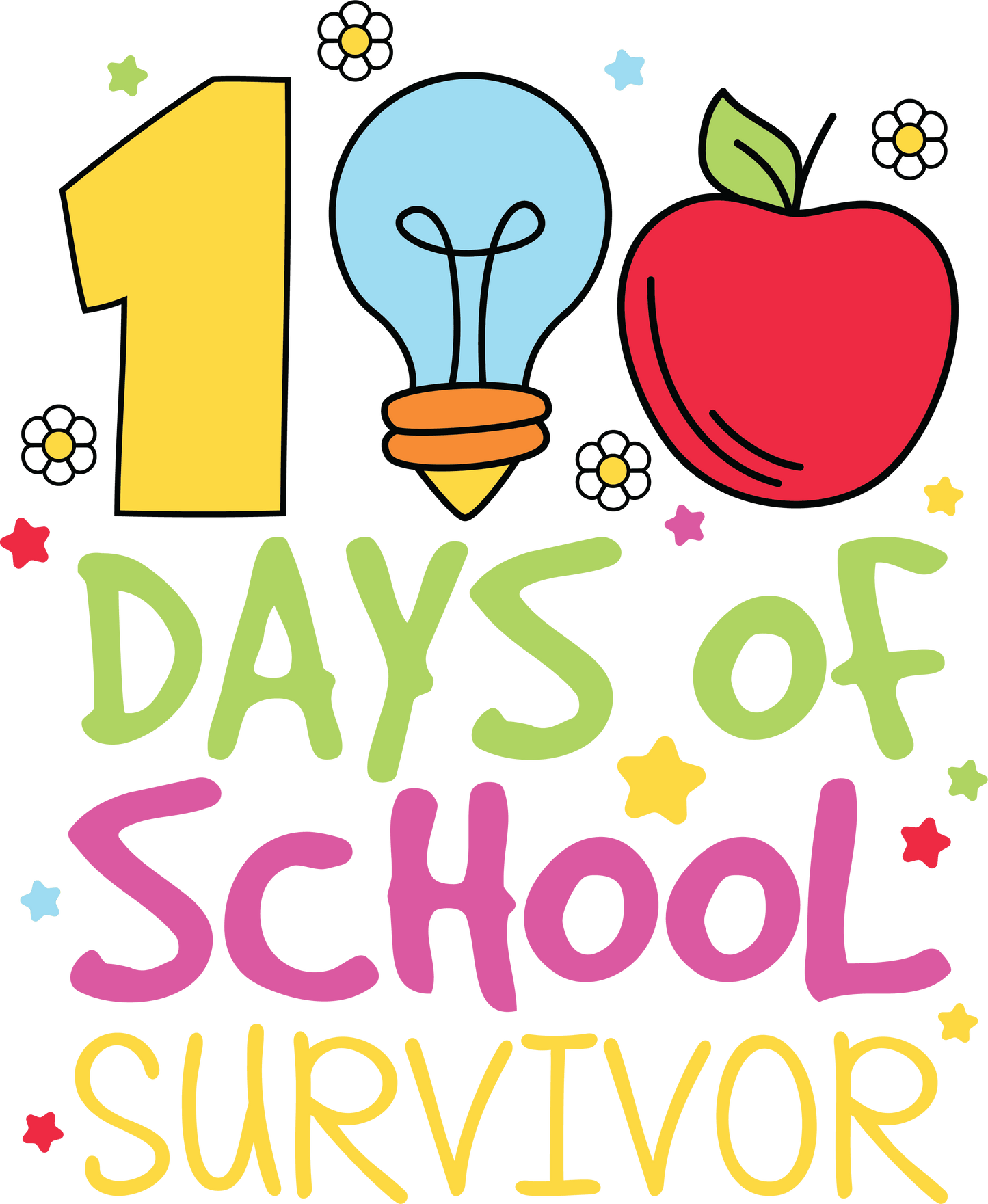 100 Days Of School Survivor Design - DTF Ready To Press