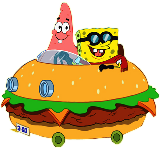 Sponge Bob And Patrick Travel By Car Cartoon Design - DTF Ready To Press