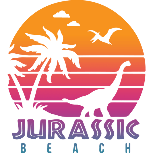 Retro Jurrasic Beach Design - DTF Ready To Press