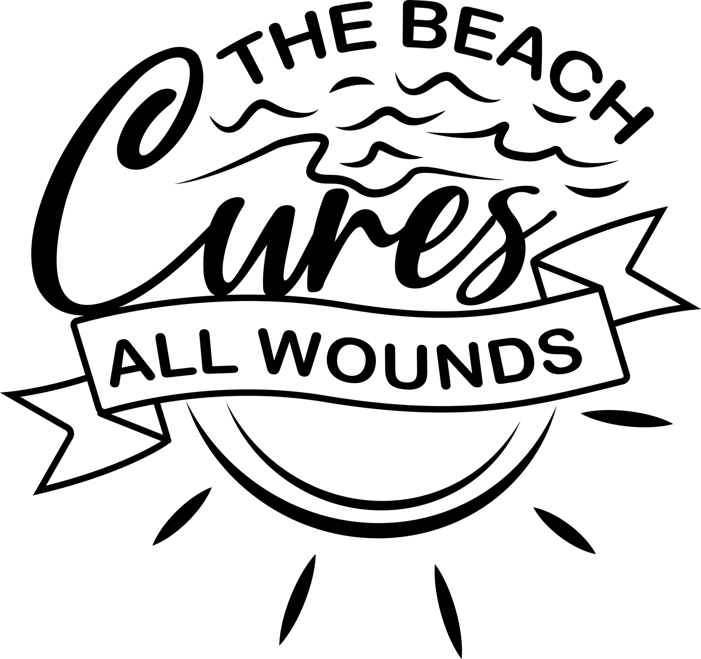 The Beach Cures All Wounds Design - DTF Ready To Press