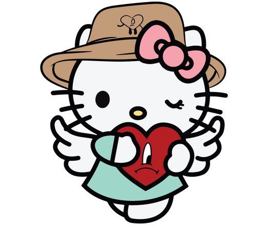 Bad Bunny And Hello Kitty Hug Me Valentine's Day Design - DTF Ready To Press