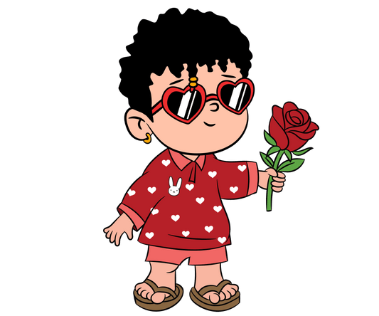 Bad Bunny Rose For You Valentine's Day Design - DTF Ready To Press