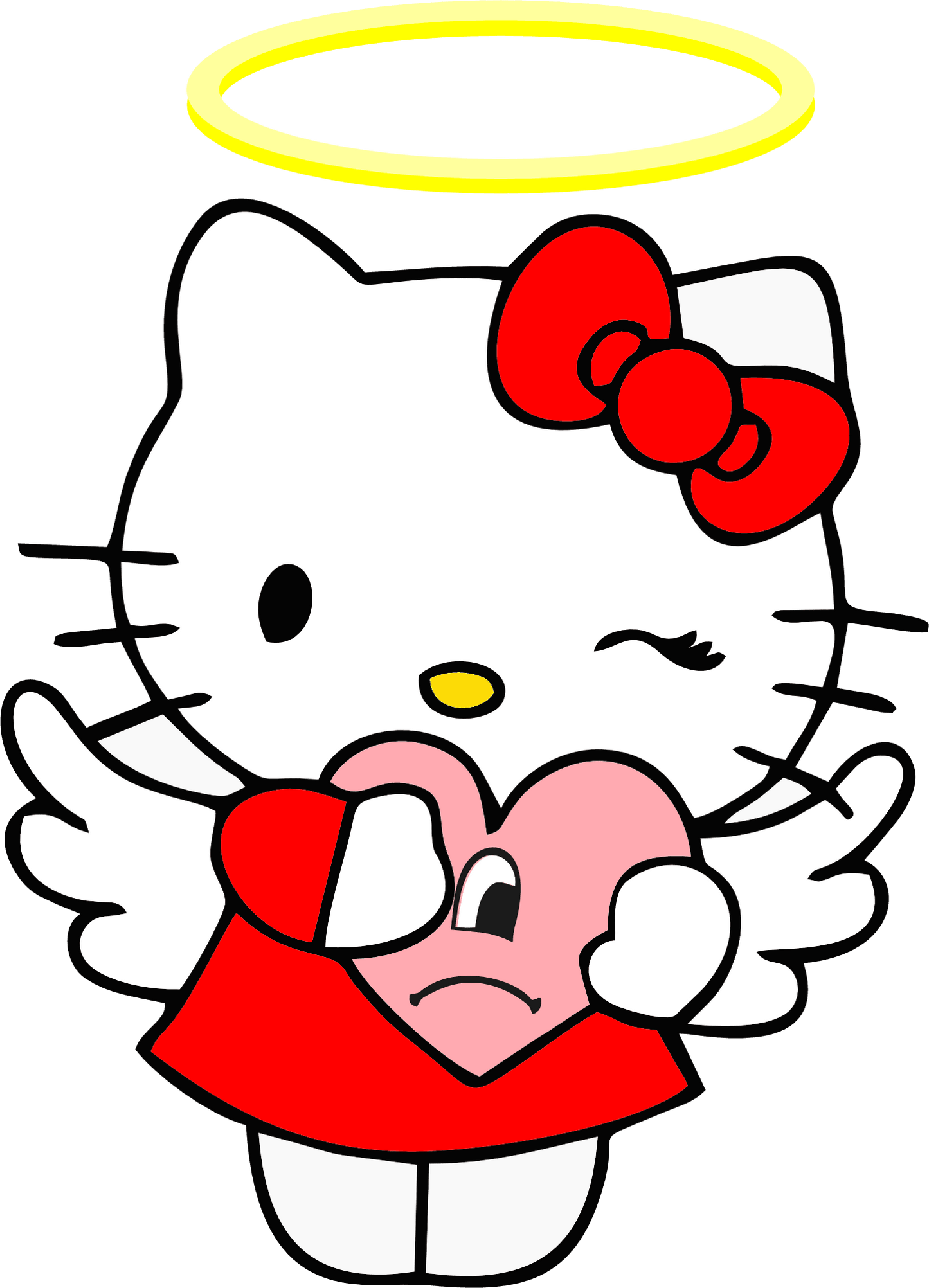 Angel Hello Kitty And Bad Bunny Valentine's Day Design - DTF Ready To Press