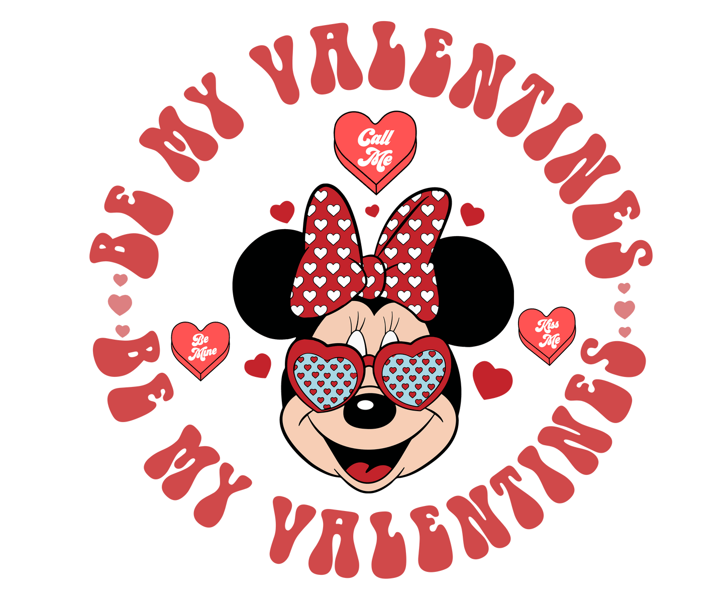 Be My Valentine Minnie Mouse Valentine's Day Design - DTF Ready To Press