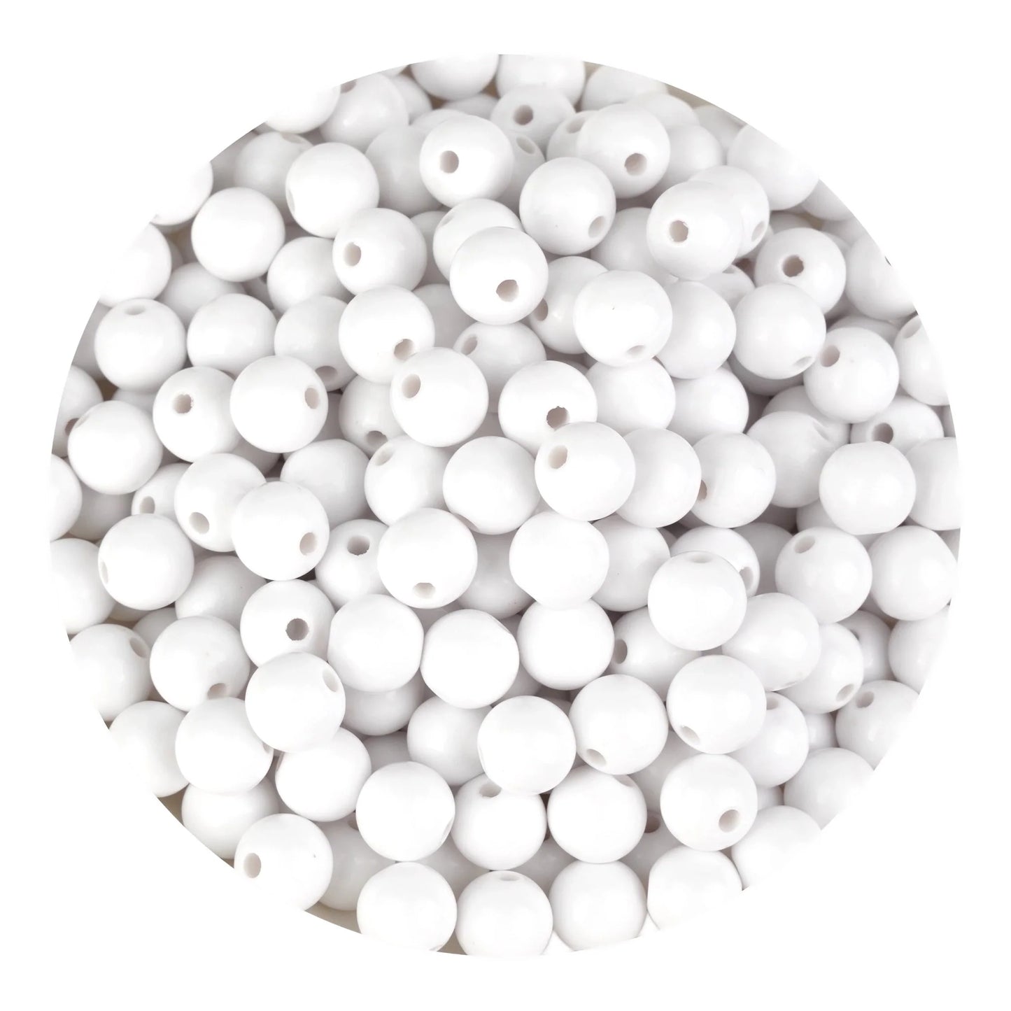 Acrylic Round String Beads - White