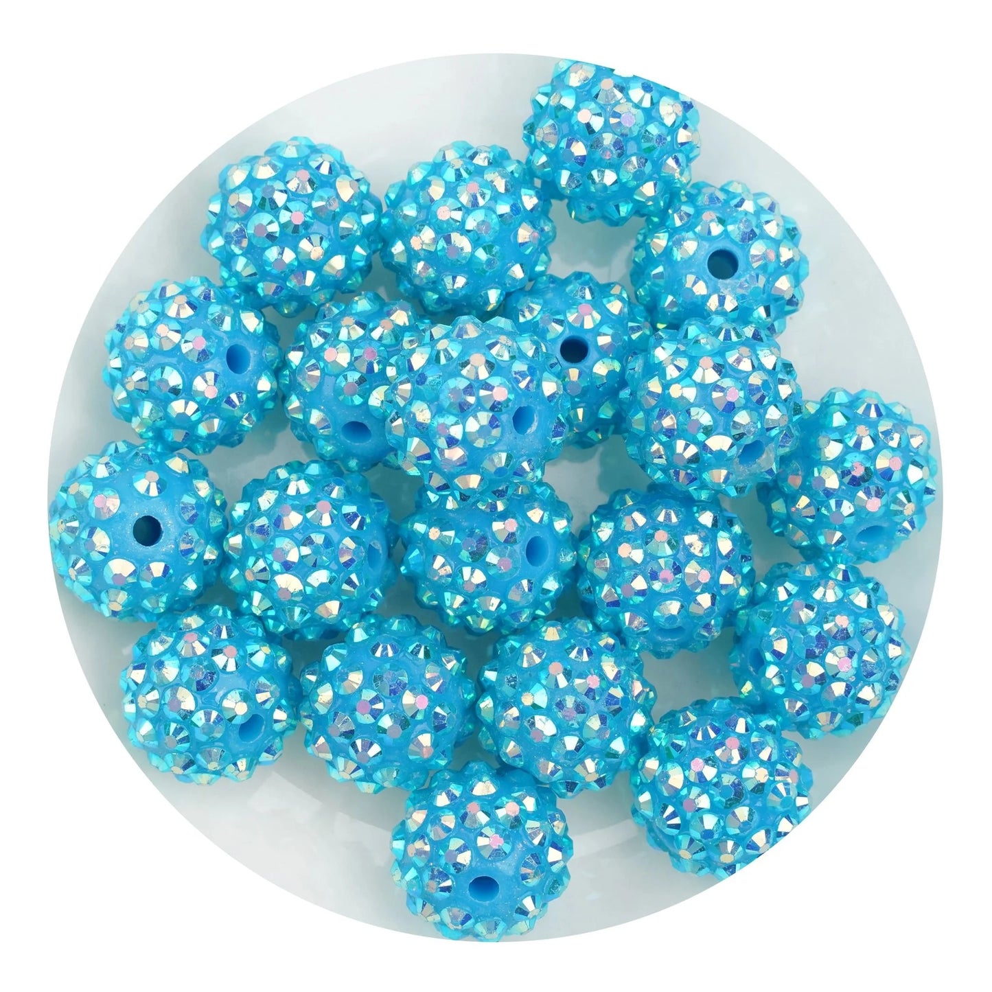 Acrylic Round String Bubblegum Bling Beads - Blue