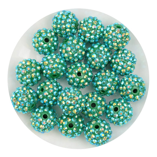 Acrylic Round String Bubblegum Bling Beads - Green