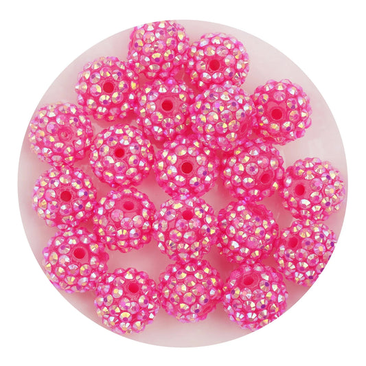 Acrylic Round String Bubblegum Bling Beads - Pink