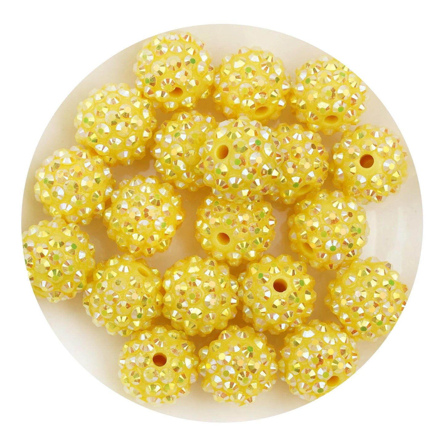 Acrylic Round String Bubblegum Bling Beads - Yellow