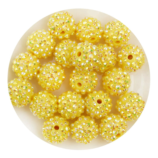 Acrylic Round String Bubblegum Bling Beads - Yellow