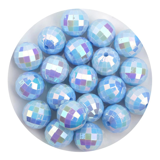 Acrylic Round String Disco Bling Beads - Blue