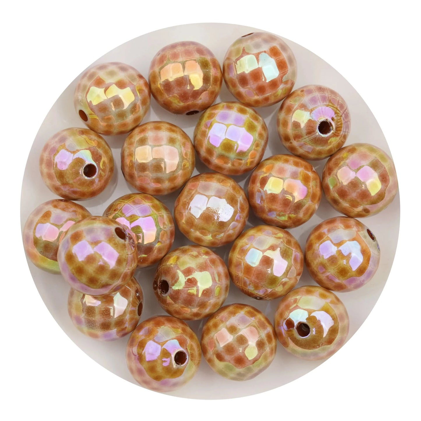 Acrylic Round String Disco Bling Beads - Coffee