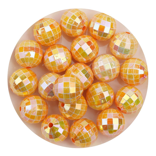 Acrylic Round String Disco Bling Beads - Orange