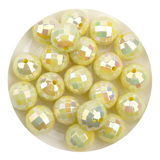 Acrylic Round String Disco Bling Beads - Yellow